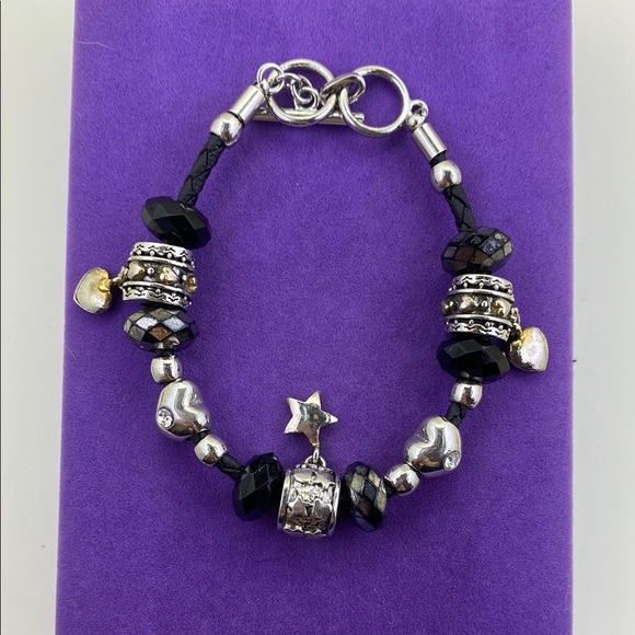 💛 Elegant Silver Plated Black Charm Bracelet - Picture 1 of 6